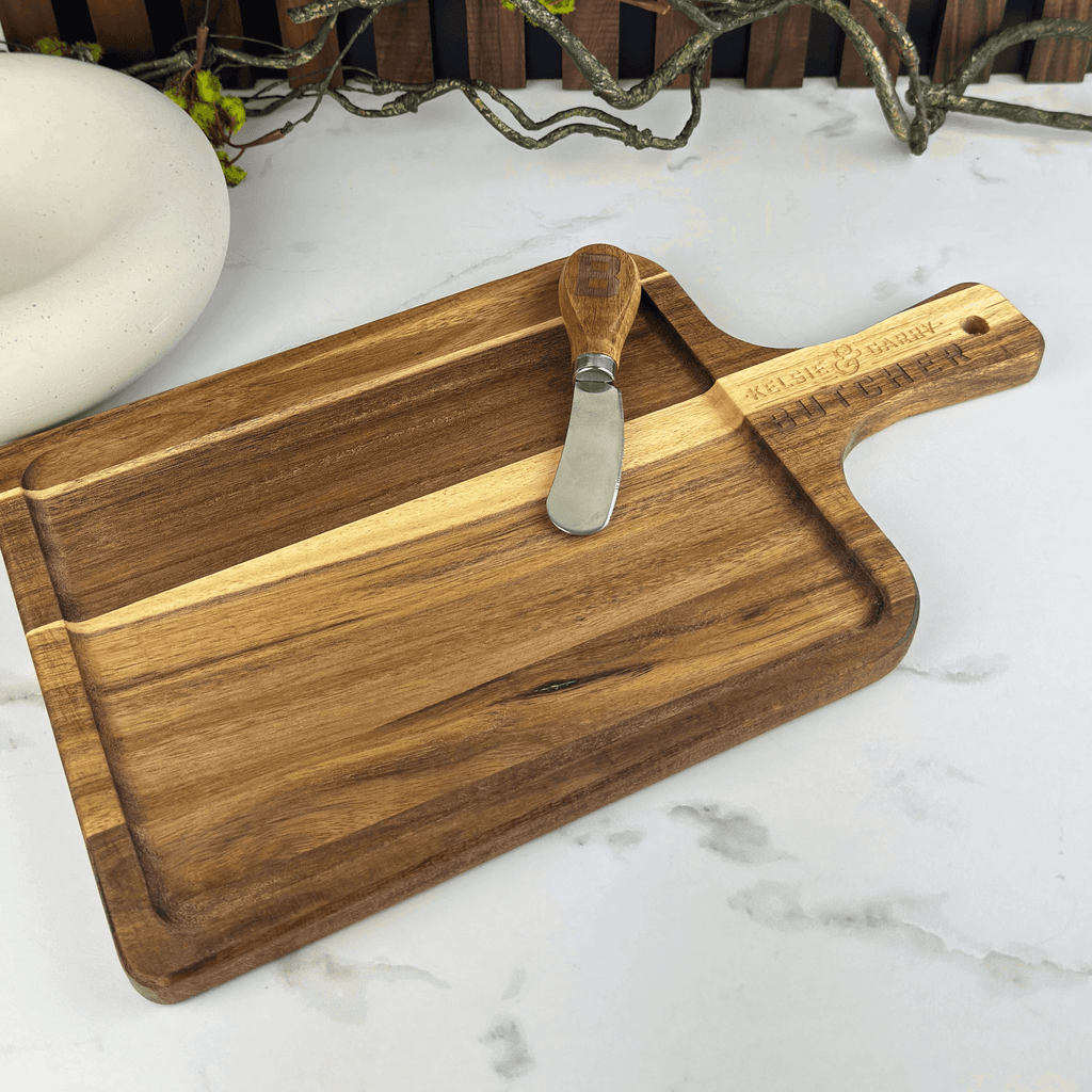 Personalized Acacia Cheeseboard Set with Knife - You're Home Gifts