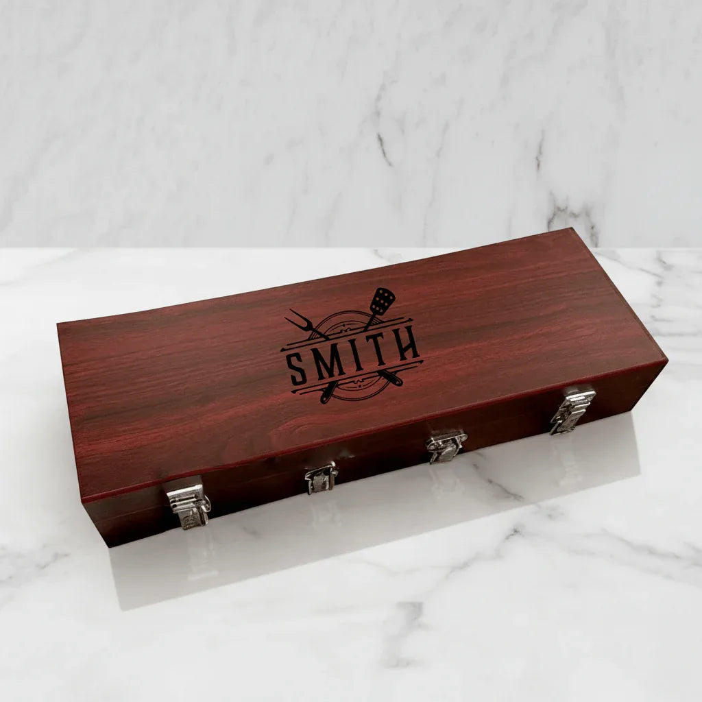 BBQ Tool Set in Rosewood Gift Box - You're Home Gifts