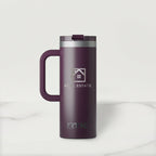 Plum RTIC mug with Real Estate logo on a white background