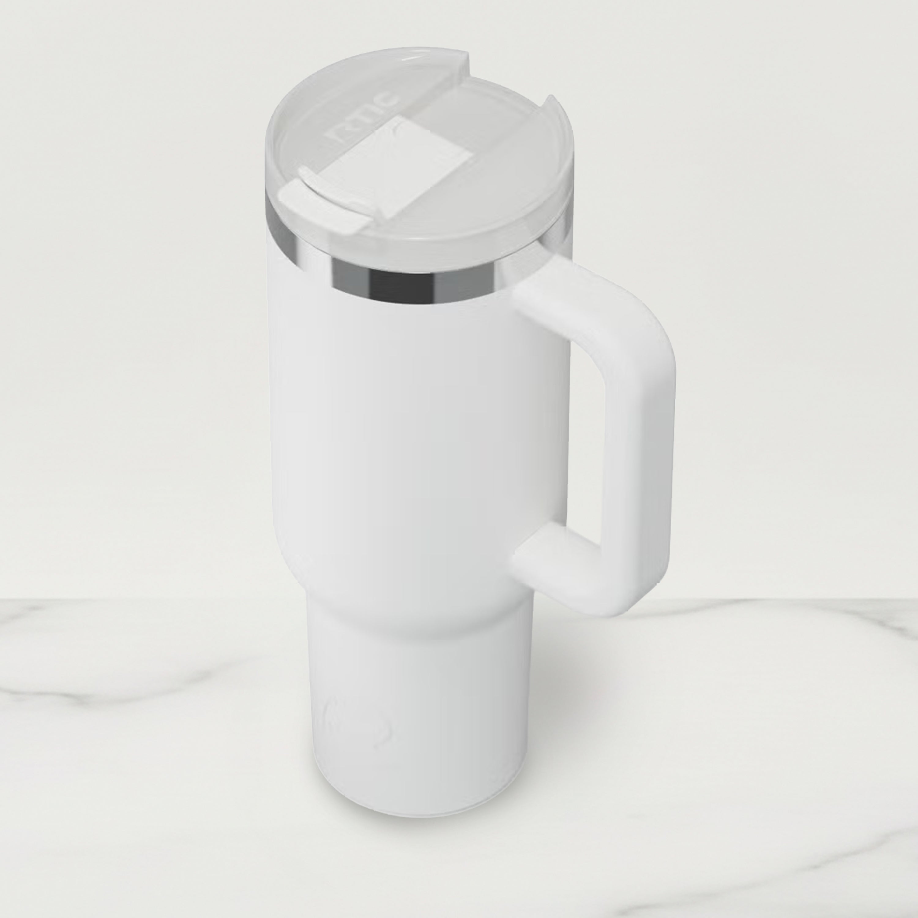 White electric kettle on a light gray background