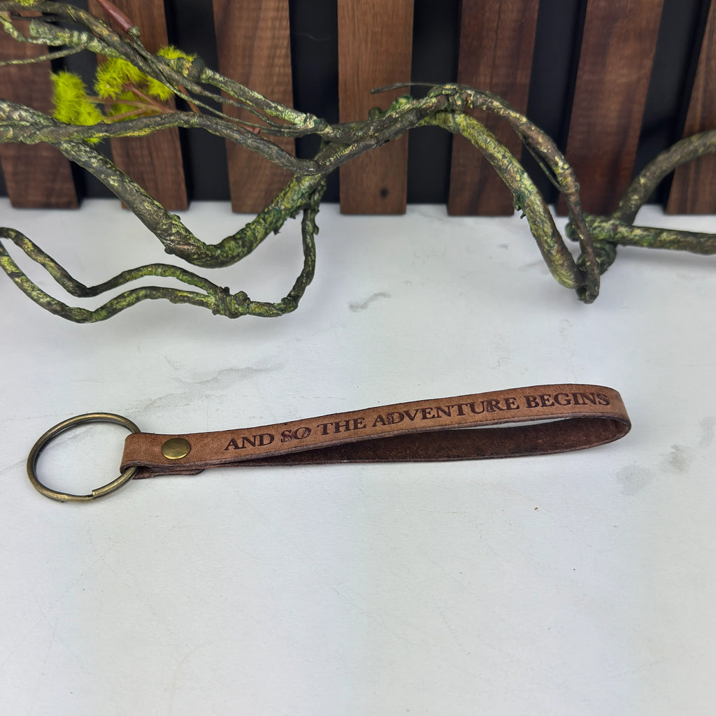 Personalized Genuine Leather Keychain - You're Home Gifts