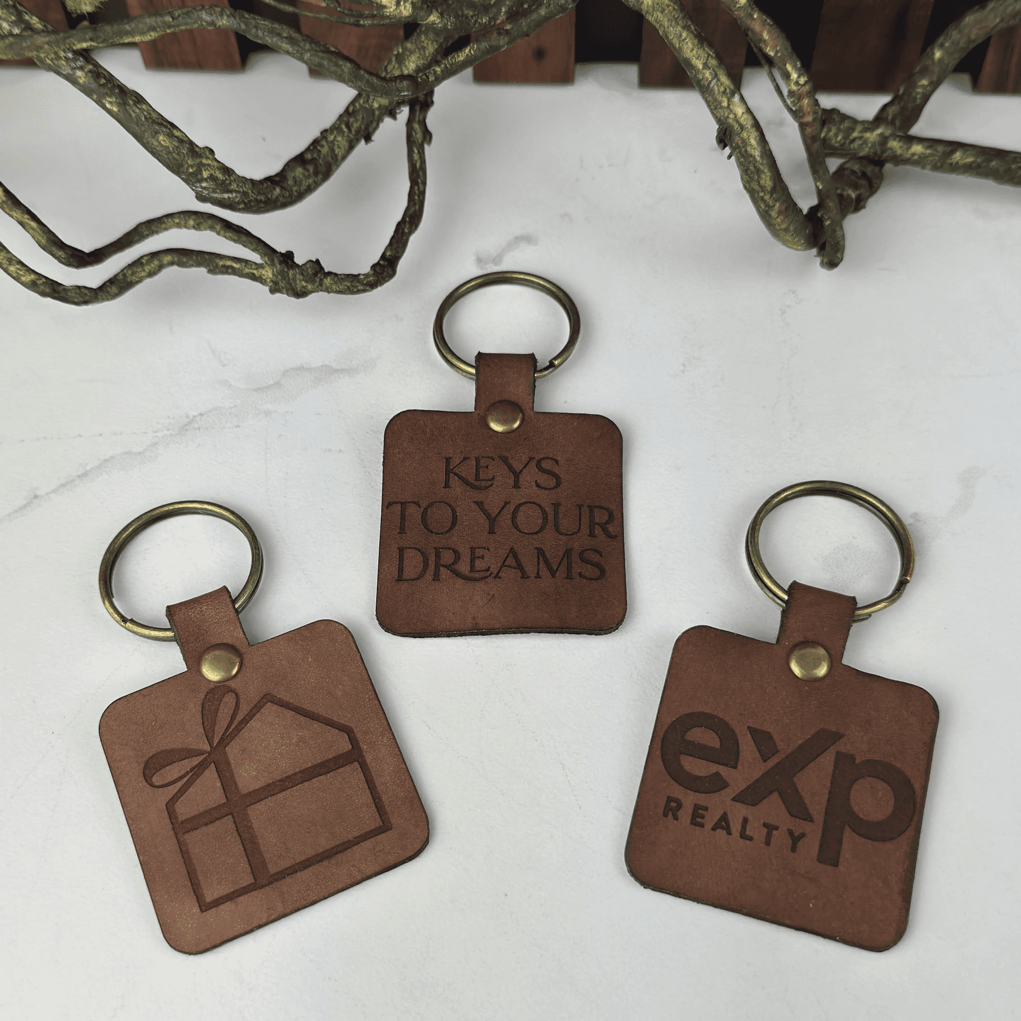 Personalized Genuine Leather Keychain - You're Home Gifts
