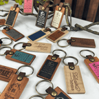 Personalized Wood & Vegan Leather Keychain - You're Home Gifts