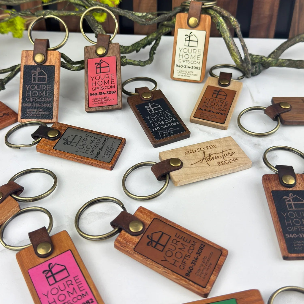 Personalized Wood & Vegan Leather Keychain - You're Home Gifts