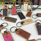 Personalized Wood & Vegan Leather Keychain - You're Home Gifts